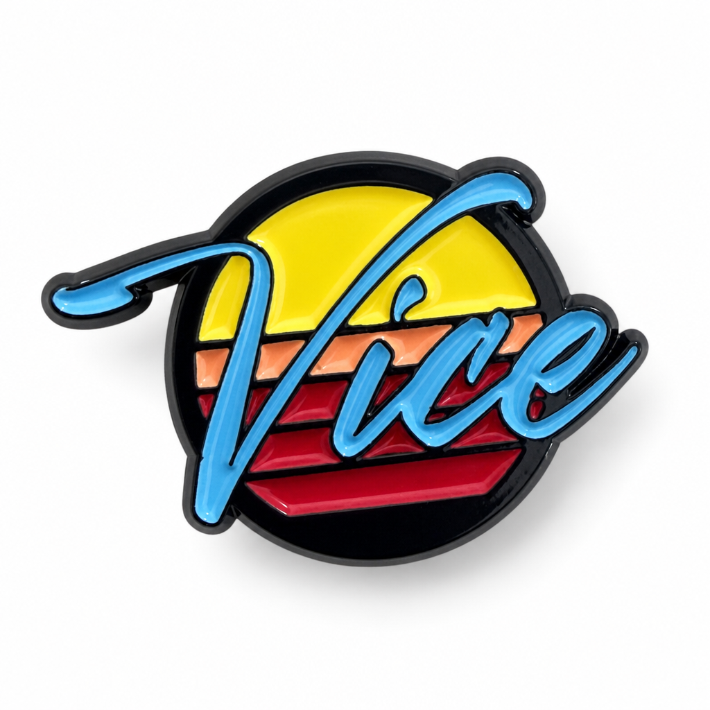 Colorful 'Vice' logo with a sunset design on a white background
