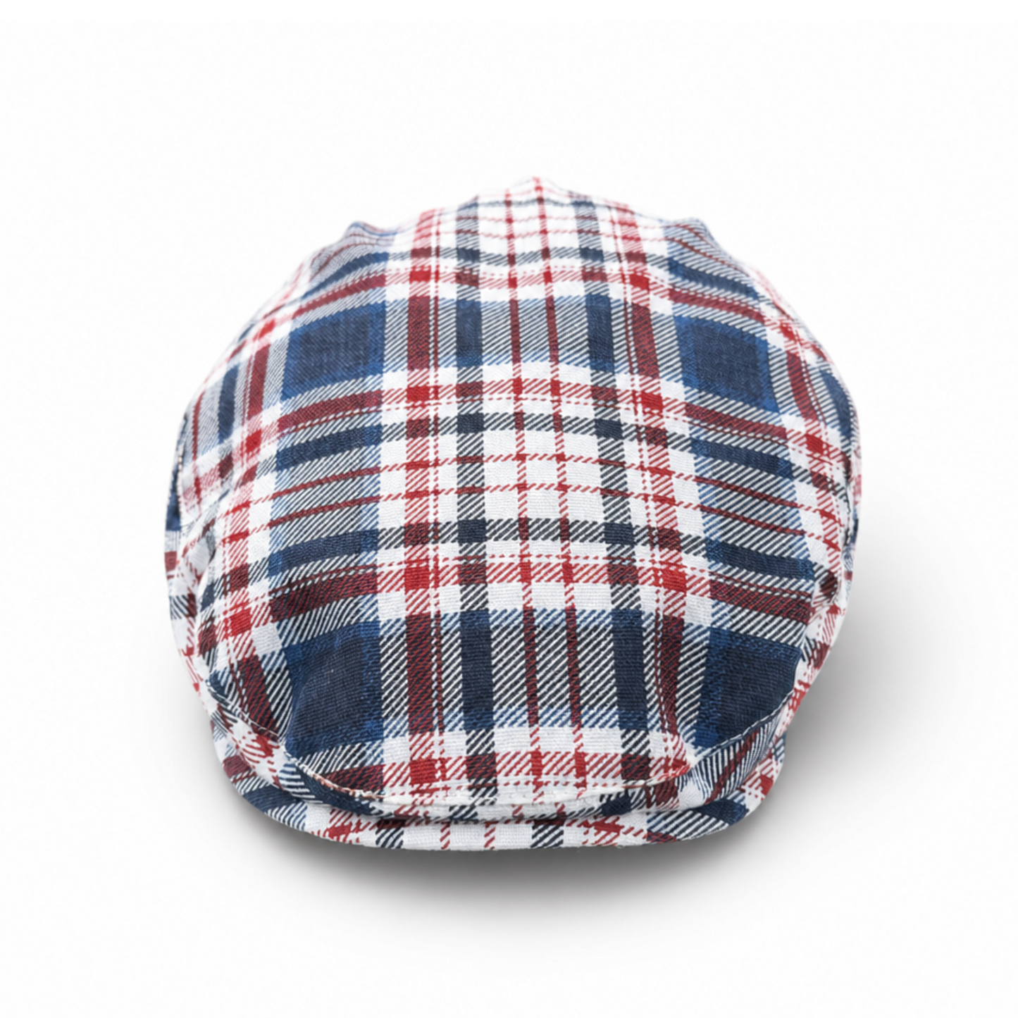Plaid patterned cap on a white background