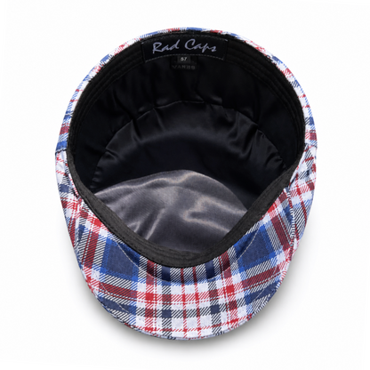 Plaid cap with black interior on a white background