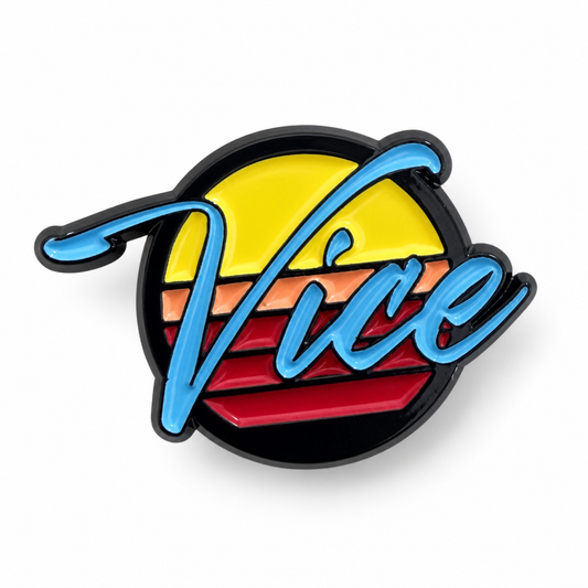 Colorful 'Vice' logo with a sunset design on a white background